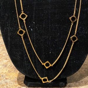 COPY - Sherman signed gold tone double strand necklace